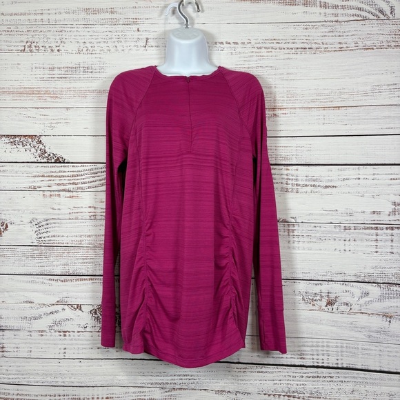 Athleta Tops - Athleta Pacifica Pink 1/4 Zip Ruched Long Sleeve Athletic Top